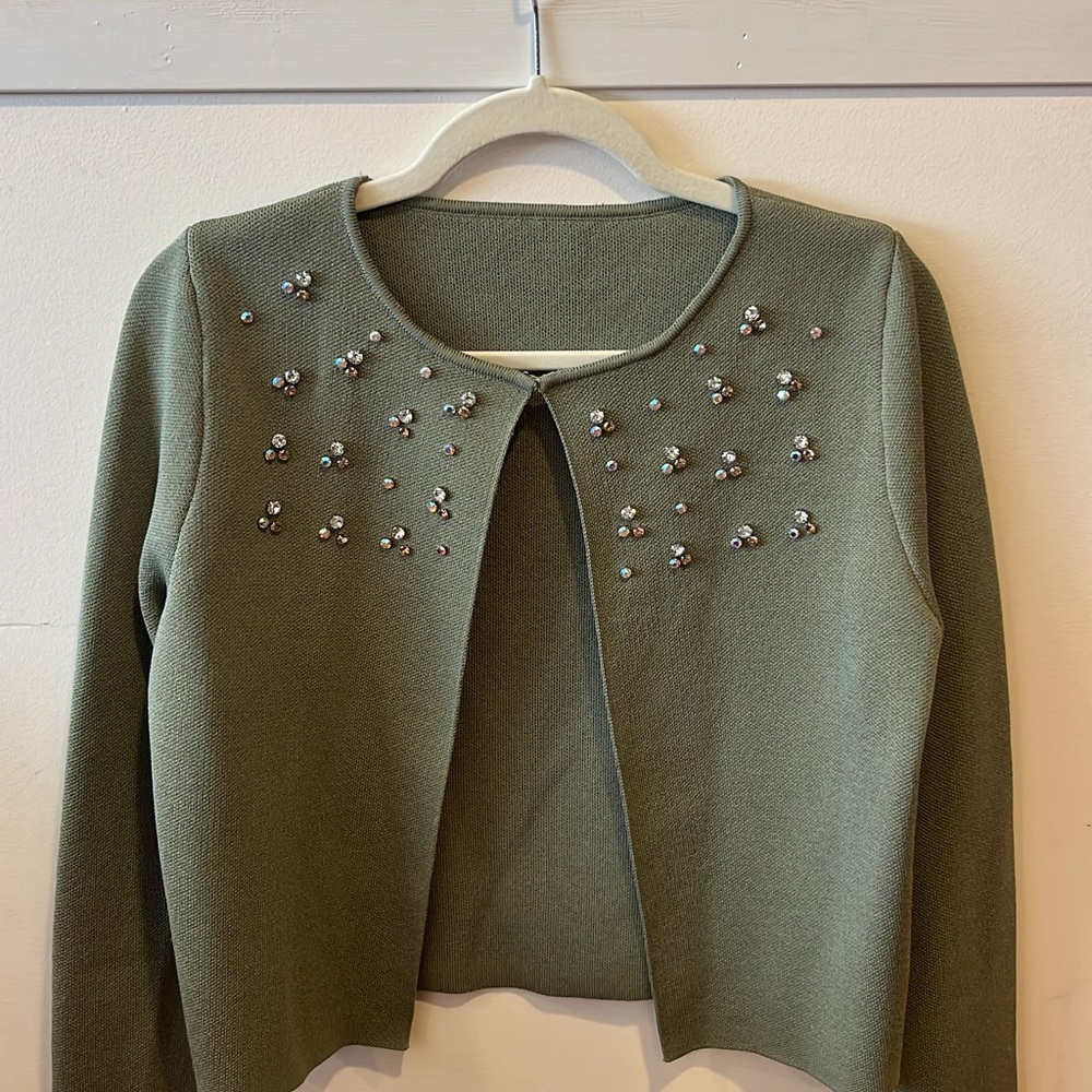 Embellished Olive Green Women's Jacket